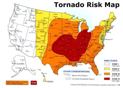 Us Tornado Risk Map This Map Features The Us Regions Which Are Prone
