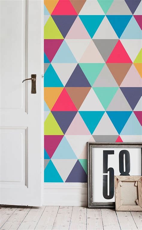 Multicoloured Triangles Wallpaper Geometric Pattern Muralswallpaper