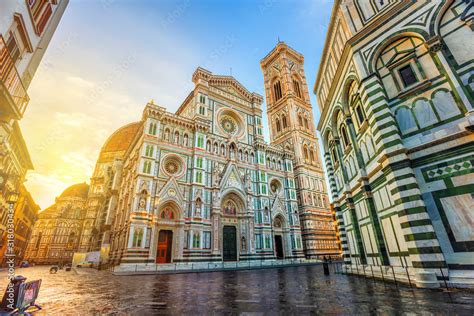 Cathedral Of Florence In Piazza Del Duomo Florence Italy Stock Photo