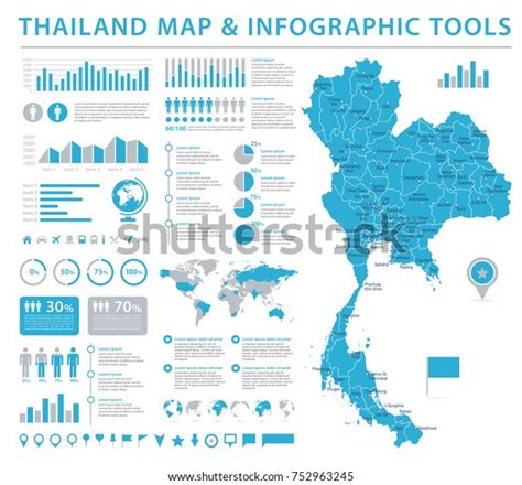 Thailand Map Detailed Info Graphic Vector Illustration