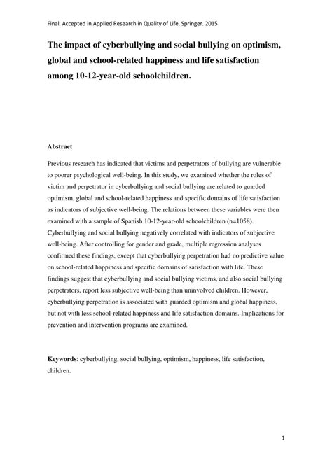 Free example research paper on cyber bullying topic. ️ Thesis tungkol sa bullying. Sito Longges: MGA ISYU ...