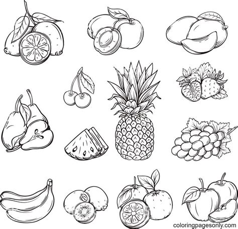 Páginas Para Colorear De Frutas Tropicales Para Imprimir Gratis