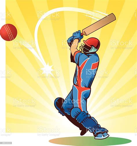 Sport Of Cricket Batsman Strikes The Ball Stock Illustration Download