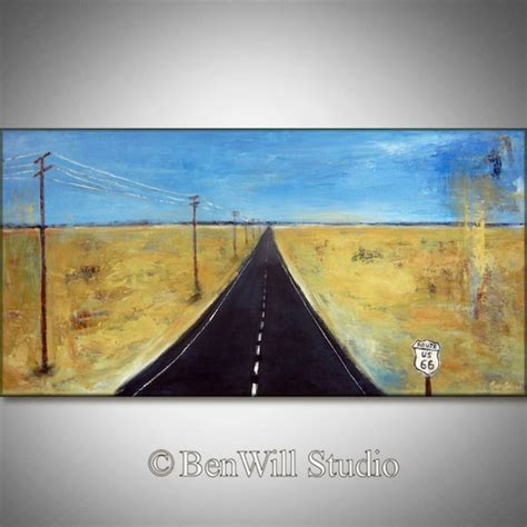 Route 66 Highway Large Abstract Modern Landscape Oil