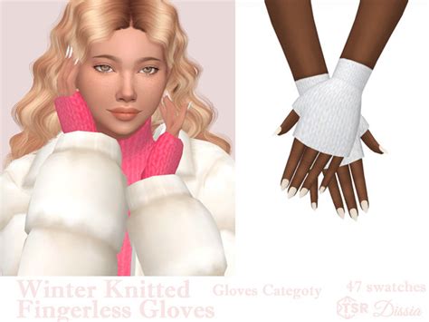 The Sims Resource Winter Knitted Fingerless Gloves Gloves Category