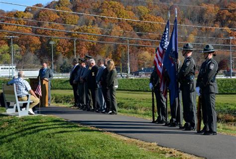 State Police Hold Memorial Service Bench Dedication For Trooper Monty