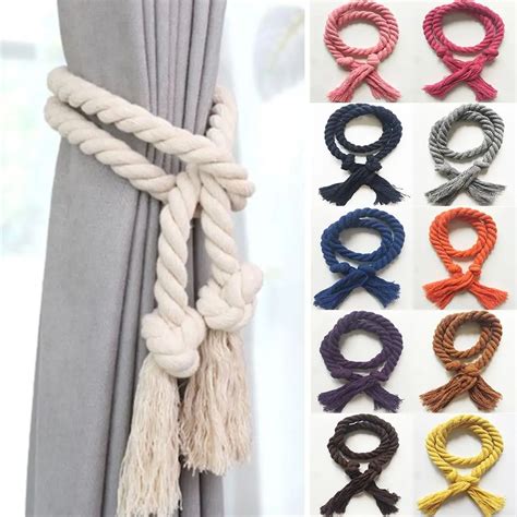 Solid Color Curtain Buckles Tie Rope Curtain Tieback Holder Clips For