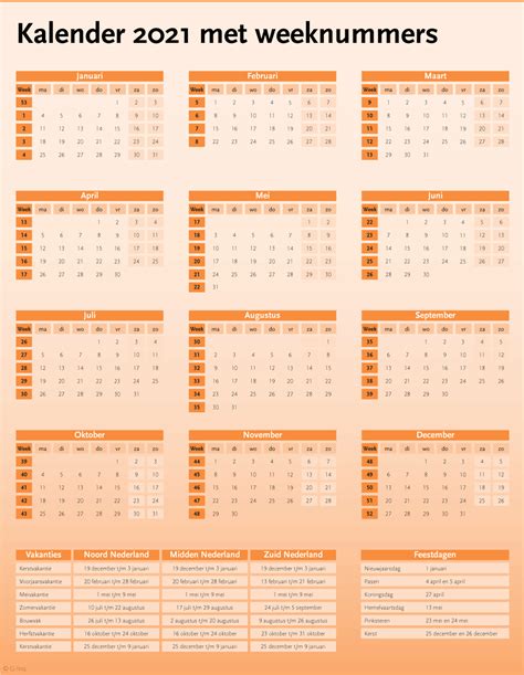 Kalender 2021 Met Weeknummers Om Te Printen Handige Om Bij De Hand Te