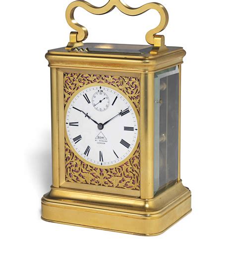 A Victorian Gilt Metal Striking Giant Carriage Clock Dent London No