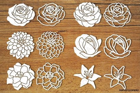 Flowers set 2 SVG files for Silhouette and Cricut. (80710)
