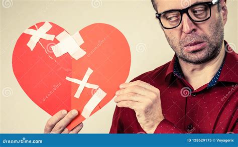 Sad Adult Man Holding Broken Heart Stock Image Image Of Unhappy