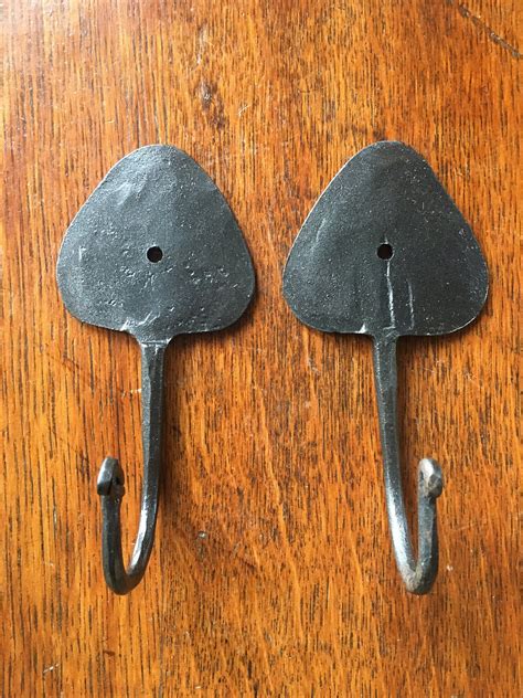 Pair Of Cool Handmade Wrought Iron Mushroom Coathooks Coat Hook Hanger