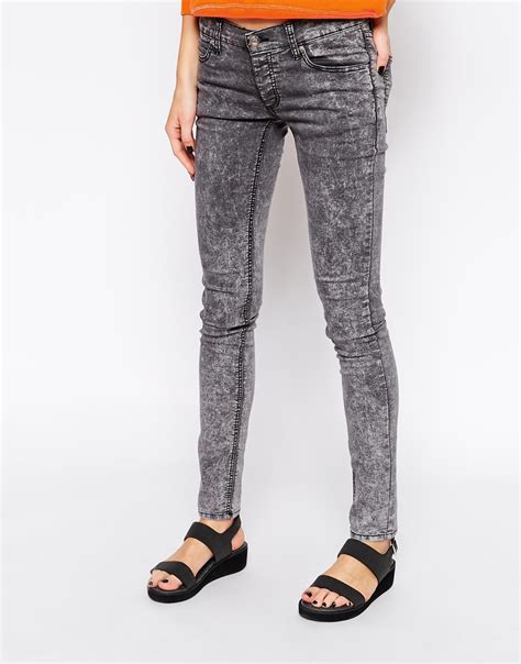 Lyst Cheap Monday Acid Wash Skinny Jeans In Gray