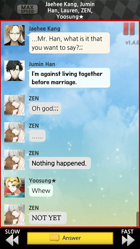 It becomes clear that zen holds something against him. Zen route ∩˙ ˙∩ | Mystic Messenger | Pinterest | The o ...