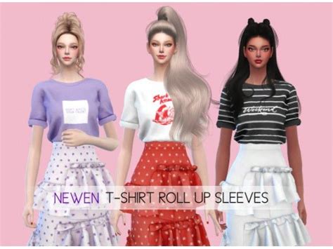 Newen Sims4 T Shirt Roll Up Sleeves Roll Up Sleeves Sims 4 Mods