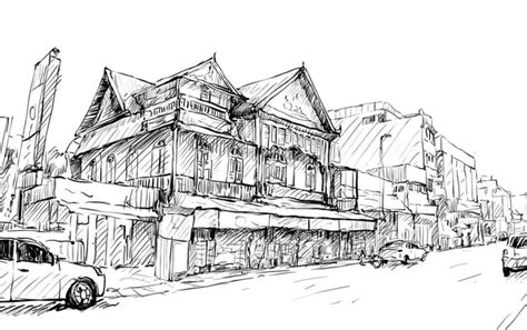 Sketch Cityscape Taiwan Show Urban Street View Market Taipei