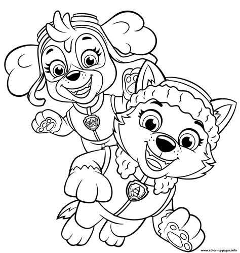 Skye And Everest Paw Patrol Coloring Pages Paw Patrol Coloring Skye