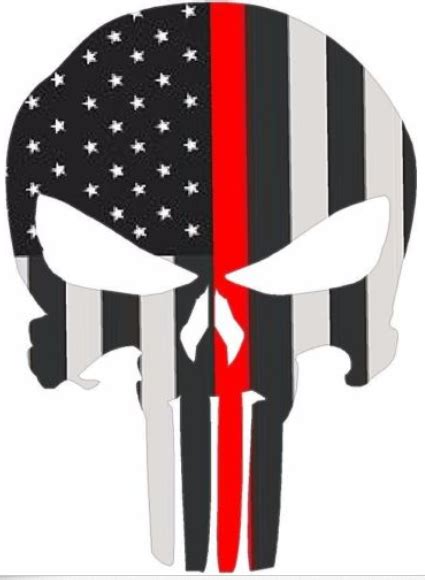 5 Skull Punisher Bw Thin Red Line Shape Sticker Decal Free Stencils