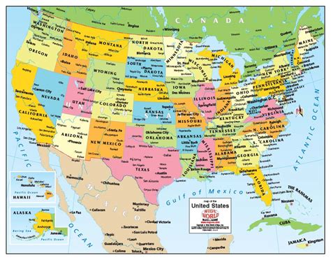 Usa Political Wall Map By Wide World Of Maps Mapsales