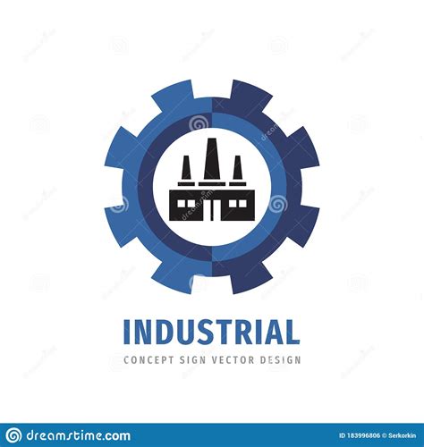 Factory Plant With Gear Logo Vector Design Industry Concept Icon Sign