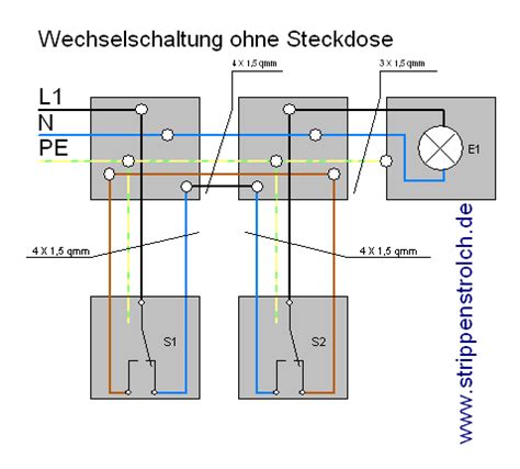Die lampen sollen dann über zwei einfache wechselschalter ein und aus geschalten werden. Der Strippenstrolch - Wechselschaltung