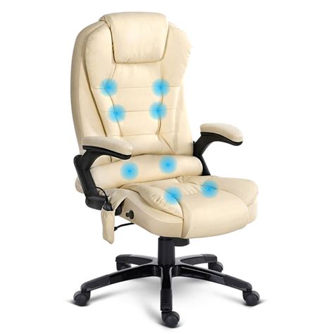 artiss massage office chair heated 8 point pu leather computer chairs recliner bunnings australia