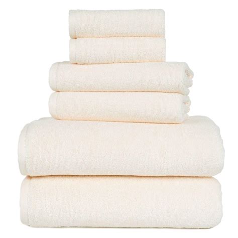 Lavish Home 100 Egyptian Cotton Zero Twist Towel Set In Ivory 6 Piece