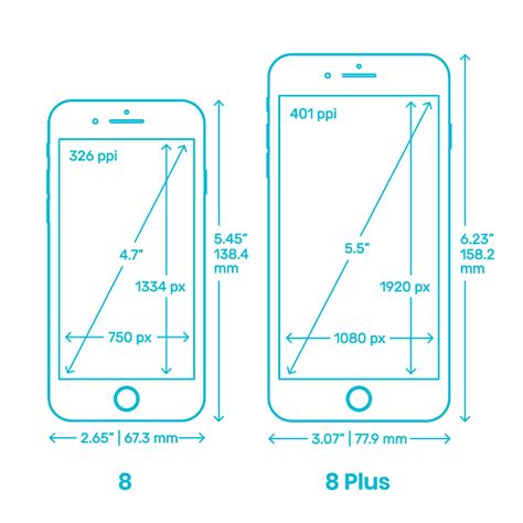 The iphone 8 plus' physical size is 3.07 by 6.24 inches. Apple iPhone 8 | 8 Plus Dimensions & Drawings | Dimensions ...