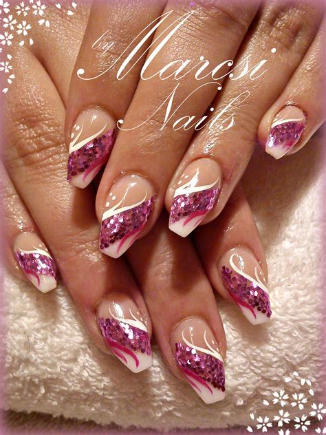 Purple Glitterfrenchnice Nail Nagel Naglar