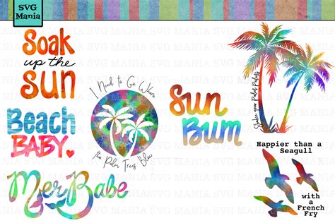 Summer Beach Sublimation Design Bundle 9 Beach PNG Files 267705