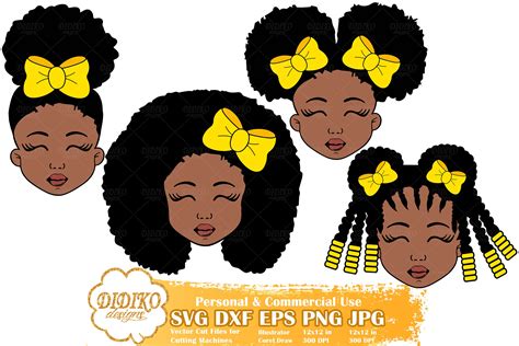 Black Girl Bundle Svg Afro Girl With Bow Svg Afro Puff Svg 533751 Cut Files Design Bundles