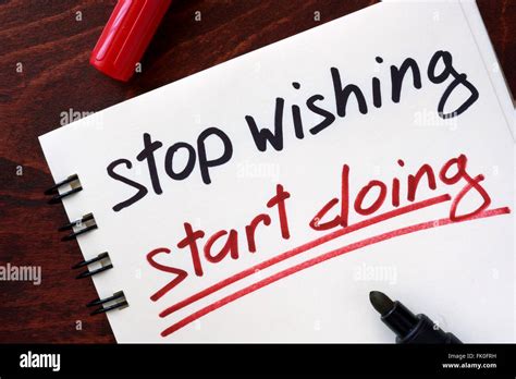 Motivation Quotes Stop Wishing Start Doing Stock Photo Alamy