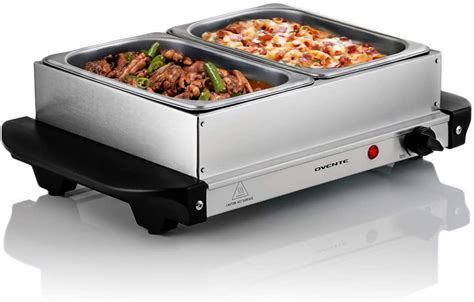 Ovente Electric Food Buffet Server And Warmer 2 Portable Stainless Steel
