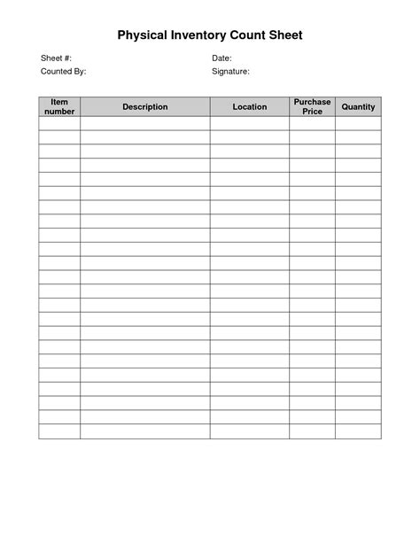 Physical Inventory Count Open Office Templates
