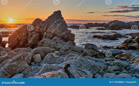 Sunset View From The Beach At Monterey California Stock Photo Image