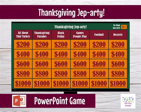 thanksgiving jep arty friendsgiving party game thanksgiving trivia game show editable game