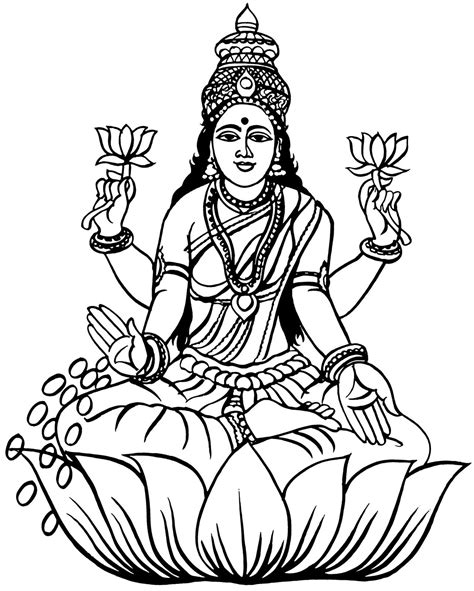 Sketch Of Goddess Saraswati Coloring Pages
