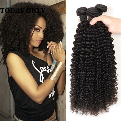 Today Only Peruvian Virgin Hair Kinky Curly 3 Pcs Human Hair Extensions
