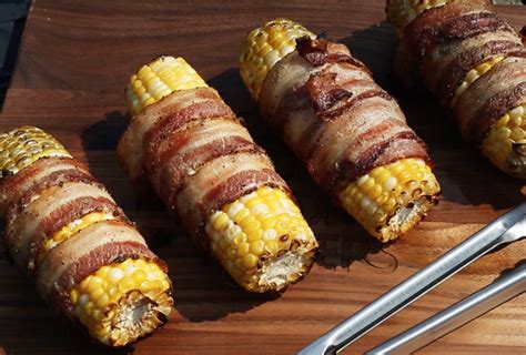 peppered bacon wrapped grilled corn on the cob okra magazine