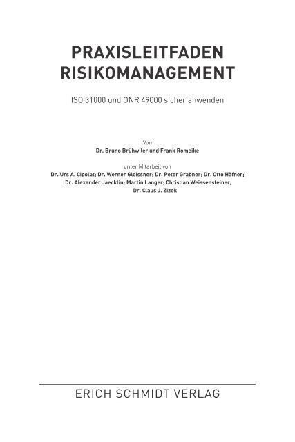 Praxisleitfaden Risikomanagement Erich Schmidt Verlag