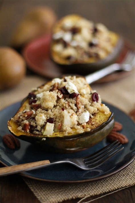 Stuffed Acorn Squash With Quinoa Pears And Pecans Spiceyourcooking Com