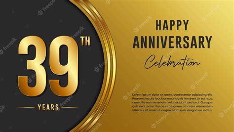Premium Vector 39th Year Anniversary Template Design With Golden