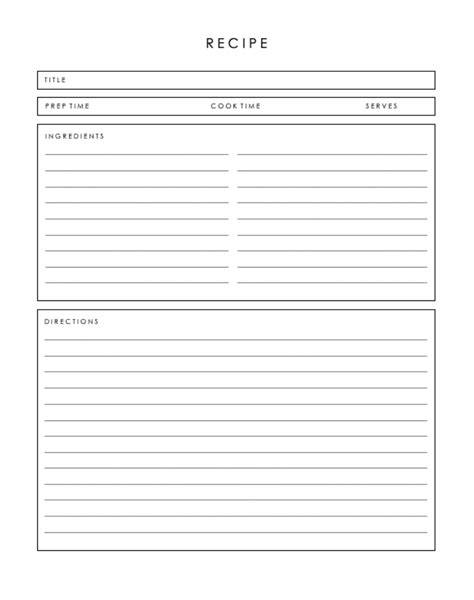 Recipe Book Template Pages