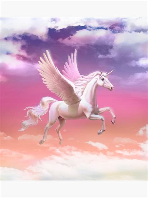 Flying Unicorn At Sunset Poster By Antracit Sunset Art Unicorn