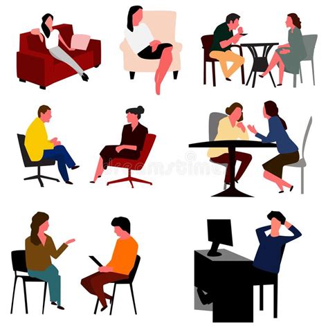 Set Of People Sitting At Cafe Vector Stock Vector Illustration Of