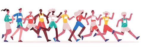 premium vector marathon running people jogging athletes group sprinting men and women
