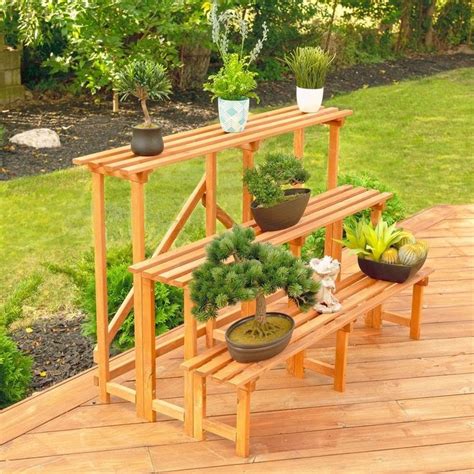 Large 3 Tier Step Plant Stand Cedar Stands Assembly Required