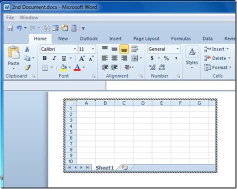 Insert Excel Spreadsheet In Word 2010 Document