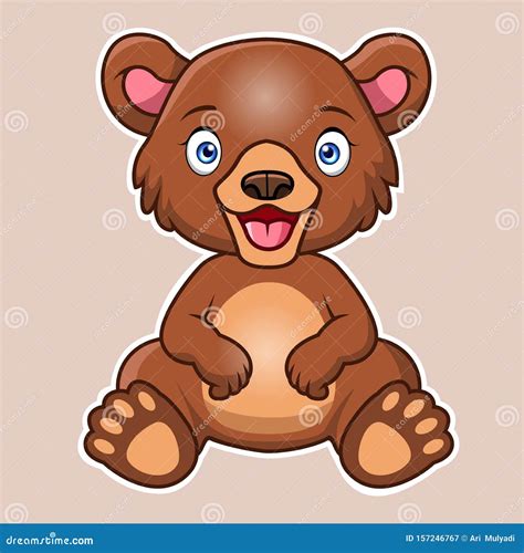 Cute Baby Bear Cartoon Sitting Stock Illustration Illustration Of
