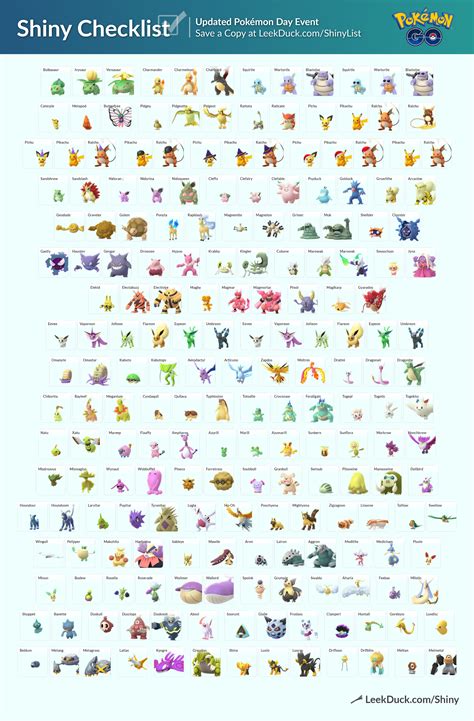 This is a list of all the pokémon in all the games. Checklist for all shiny Pokemon available as of February ...